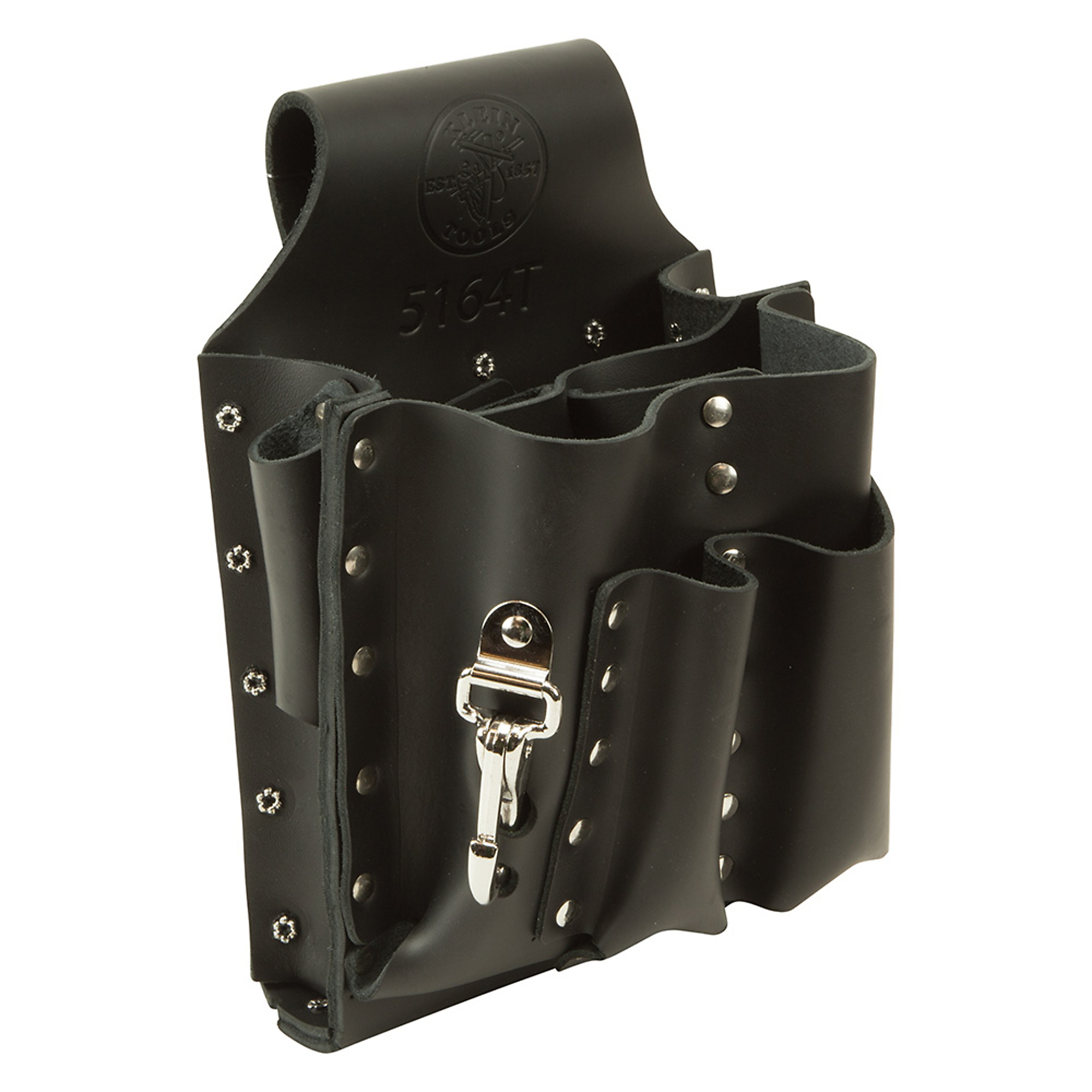 Klein Tools, Tool Pouch, Tunnel Loop, 8 Pockets, Color Black, Pockets (qty.) 8 Material Leather, Model# 5164T